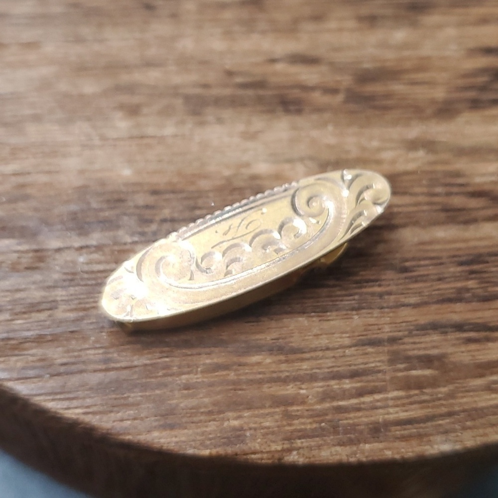 Antique gold filled‎ tie clip stunning artwork